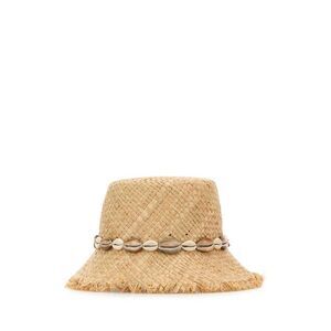 ALANUI Women's Straw Hat with Shell Trim Women BEIGE O TAN Caps & Hats